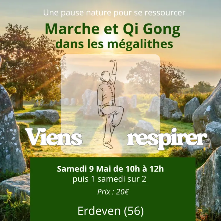 Marche & Qi Gong dans les mégalithes, Auray, Marie-Pierre Ferland